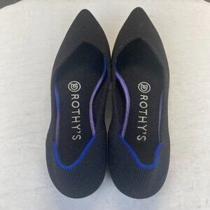Rothy's The Point Black Solid Textile Ballet Flat Shoes,Women’s US 5.5 EU 35.5